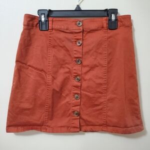 Burnt Orange Button Mini Skirt (M)